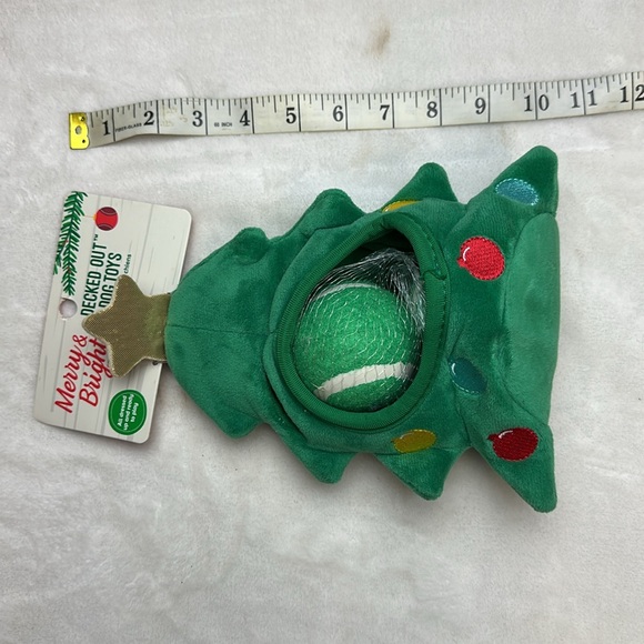 Merry & Bright Holiday Christmas Tree Decked Out Dog Toys Tennis Balls - Picture 4 of 4